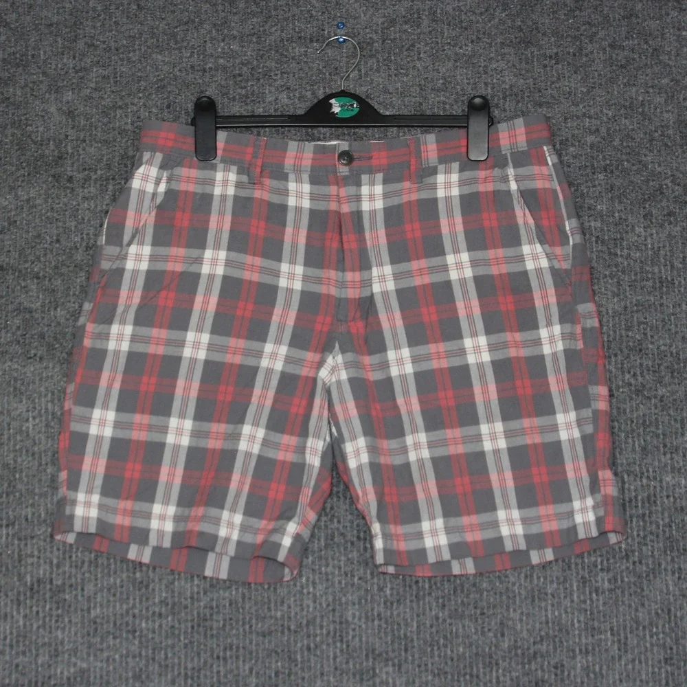 J. Crew Gramercy Plaid Shorts Men's 35W Red White‎ Gray Casual